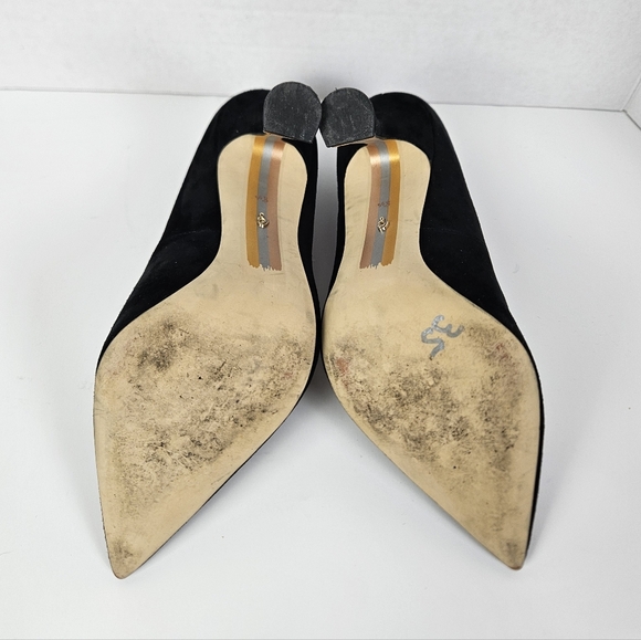Sam Edelman Antonia Pointed Toe Black Suede Pump Heel Size 8.5 Minimalist - Picture 6 of 8